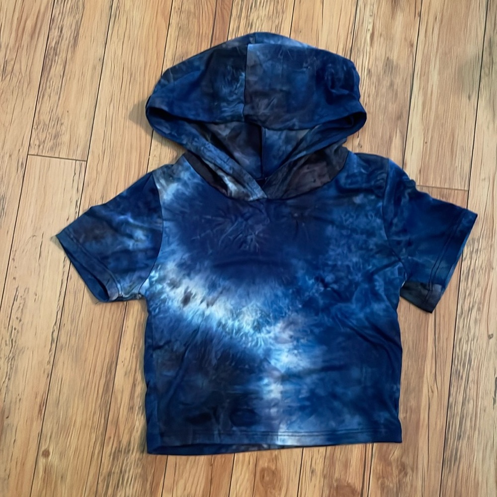 Blue Tie-dye Cropped Hoodie